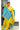 Linen Tissue Saree With Geometric Pattern Design| Teal Blue + Golden Yellow