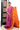 Raw Silk Sarees With Temple Border Design | Deep pink + Orange