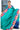 Premium Raw Silk Saree With Temple Border | Teal + Royal Blue