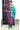 Pochampally Silk Salwar Material (Top, Bottom & Dupatta) - Eggplant + Teal