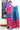 Pochampally Silk Salwar Material (Top, Bottom & Dupatta) - Hot Pink + Happy Blue