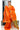 Ikkat Cotton Saree With Ikkat Stripes | Tangerine